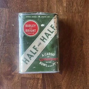VINTAGE BURLEY & BRIGHT HALF AND  HALF A Cargo Of Contentment TOBACCO TIN